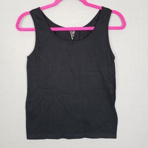 Love Charm Plus Size 1X/2X Ribbed Tank‎ Top Black Stretch Minimalist Euro Summer